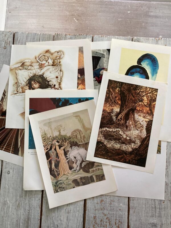 Vintage Art 8 Print Bundle Mixed artist book page prints random Varying sizes - Image 2