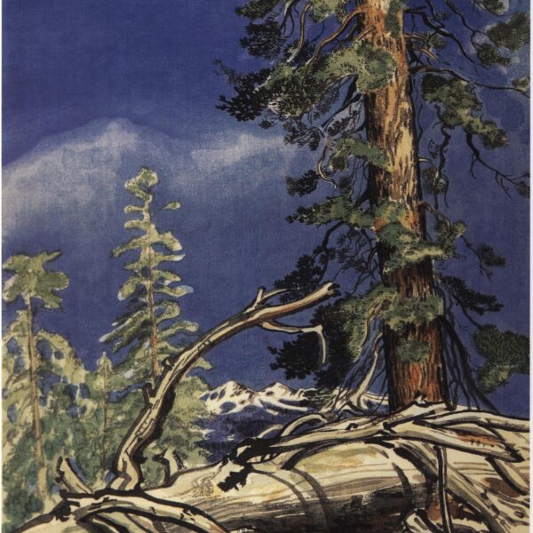 Yosemite Valley "Life and Death, Porcupine Flat" Chiura Obata 1930 Vintage art book page