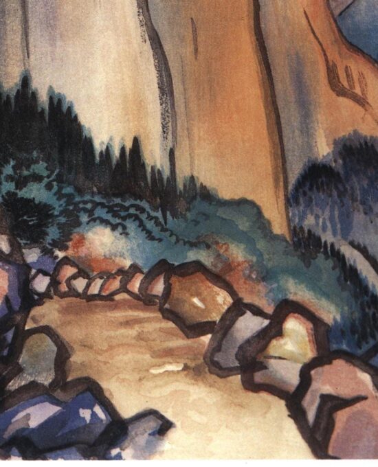 Yosemite Valley “El Capitan” Chiura Obata 1930 Vintage art book page