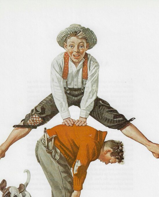 Norman Rockwell Vintage art book page “Leapfrog” June 1919