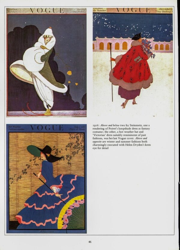 Antique Vogue Magazine cover art [1915/16] Ladies in dramatic outfits Vintage - Image 2