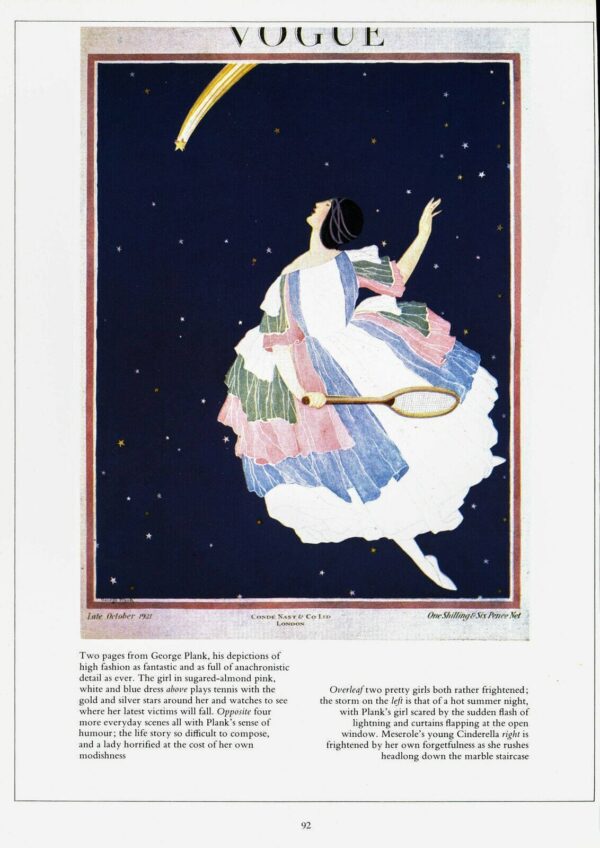 Vogue magazine cover art Lepape green in a rain storm / George Plank tennis - Image 2