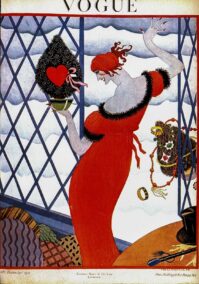 Vogue magazine cover art Helen Dryden Red-head in red dress [December 1921]