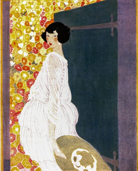 Antique Vogue magazine cover art Plank shepherdesses / Alice Little girl [May &