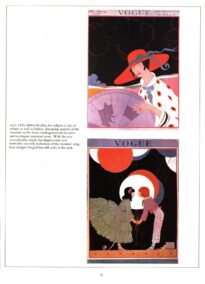 Antique Vogue Magazine cover art [1917] Ladies in dramatic outfits Vintage book