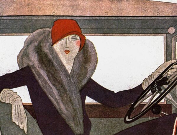Vogue magazine cover 1929 Fur coat autocar Paris fashions illustration vintage - Image 2