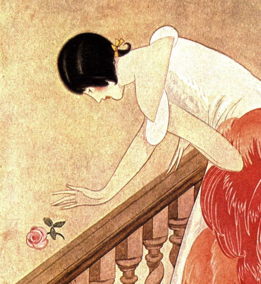 Feather boa New York Winter fashion illustration Vintage art book page - Image 2