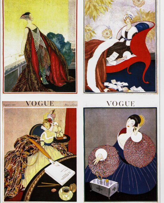Vintage art book page George Plank thunderstorm / Various Plank girls