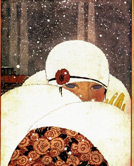 Lepape Fur coat hat Fashion illustration Ready to frame vintage art book page