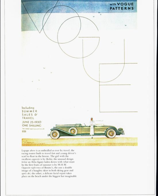 Vintage art book page Georges Lepape Autocar Vogue cover art