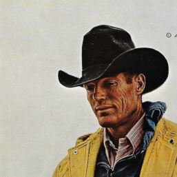 James Bama "Handsome Cowboy in Yellow Slicker" 1974 Vintage page