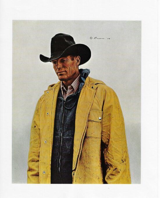 James Bama “Handsome Cowboy in Yellow Slicker” 1974 Vintage page