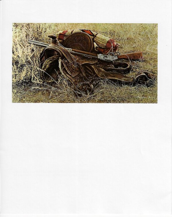 James Bama Western art 1880s saddle and rifle still life Vintage book print - Image 2