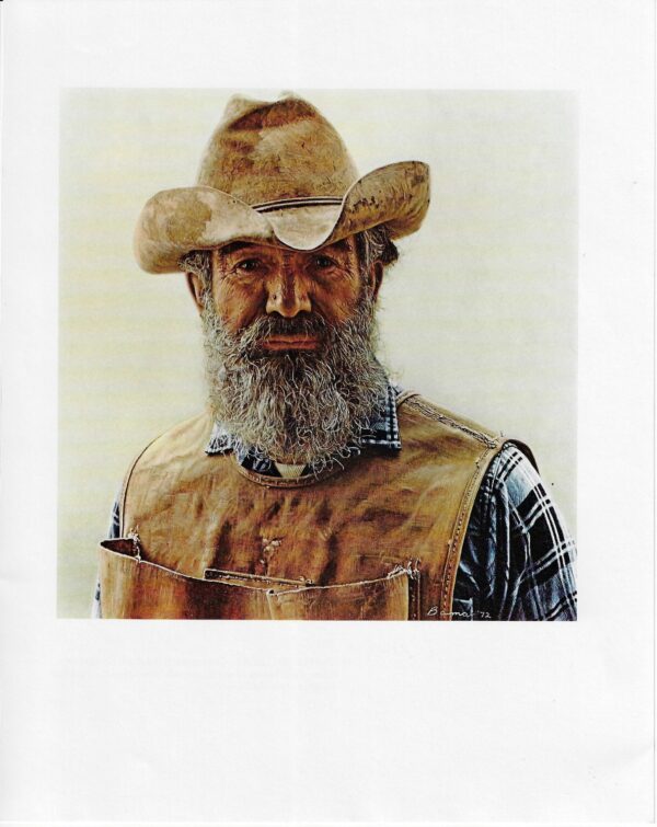 James Bama Western art Portrait of a prospector Won a purple heart in WWII Vintage book print