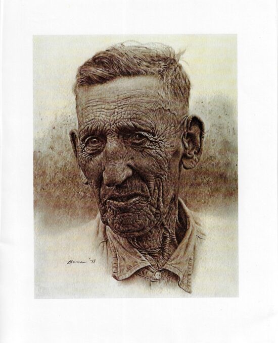 James Bama Western art “Portrait” Cowboy, homesteader, maker of roads in Yellowstone Park Vintage book print