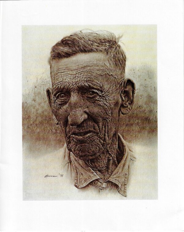 James Bama Western art "Portrait" Cowboy, homesteader, maker of roads in Yellowstone Park Vintage book print