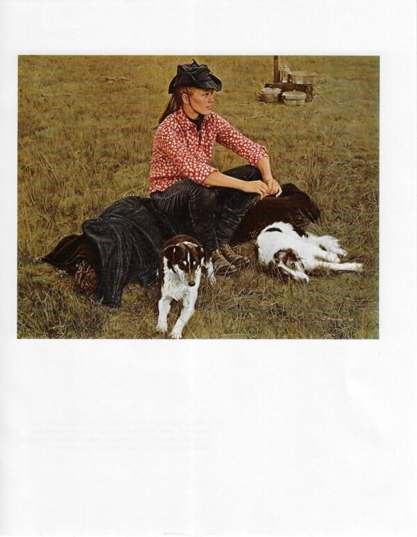 James Bama "Lynn and the Dogs" 1970 Vintage page from '70s cowboy art book - Image 2