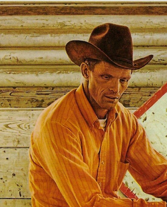 James Bama “Bill Smith, Number One World Champion Saddle Bronc Rider” 1974 Vintage page from ’70s cowboy art book