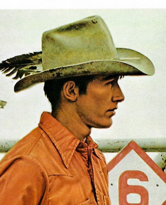 James Bama “High School Bronc Rider” 1974 Vintage page from ’70s cowboy art book Cody, Wyoming
