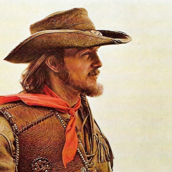 James Bama "Cowboy with hand-made saddle bag" 1973 Vintage art print