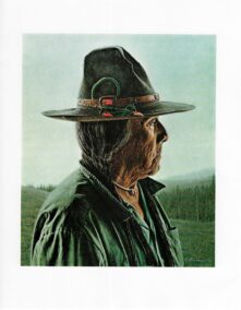 James Bama "Medicine Crow in Reservation Hat w/ horsehair braids" Vintage art page