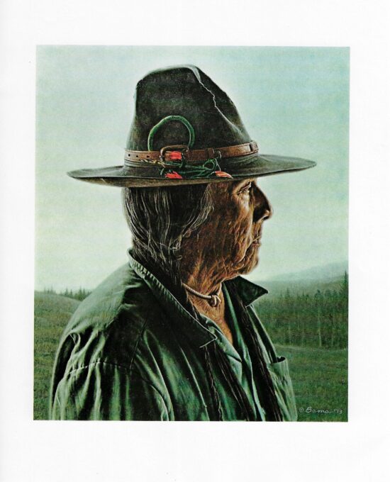 James Bama “Medicine Crow in Reservation Hat w/ horsehair braids” Vintage art page