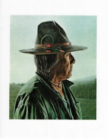 James Bama "Medicine Crow in Reservation Hat w/ horsehair braids" Vintage art page