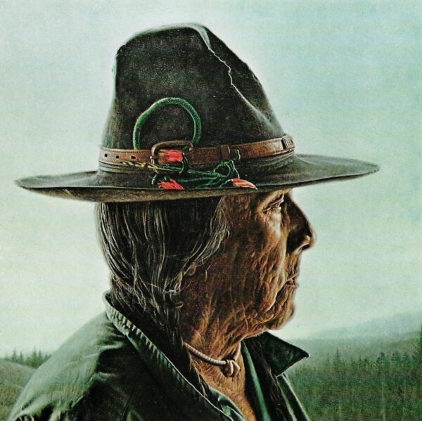 James Bama "Medicine Crow in Reservation Hat w/ horsehair braids" Vintage art page - Image 2