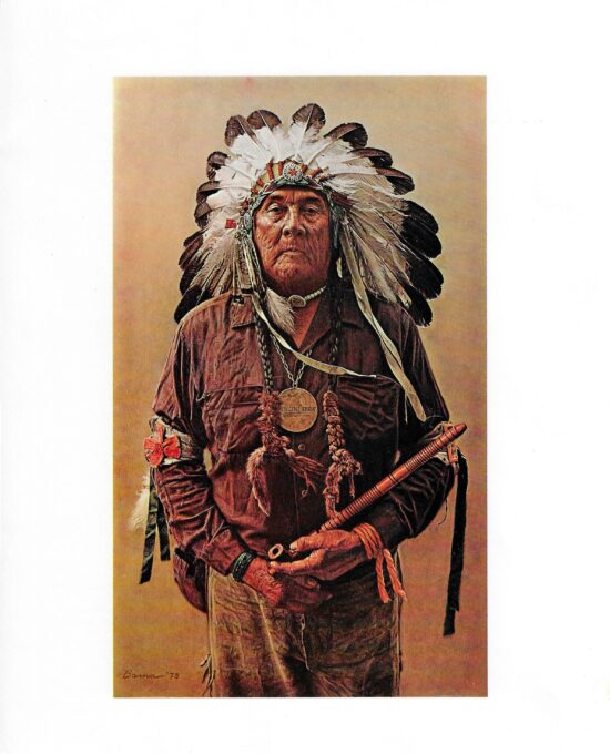 James Bama “Medicine Crow with Father’s Peace Pipe” Vintage art book page