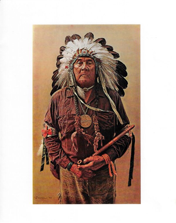 James Bama "Medicine Crow with Father's Peace Pipe" Vintage art book page - Image 2