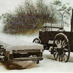 James Bama "Wagons in Winter" 1970 Vintage art print