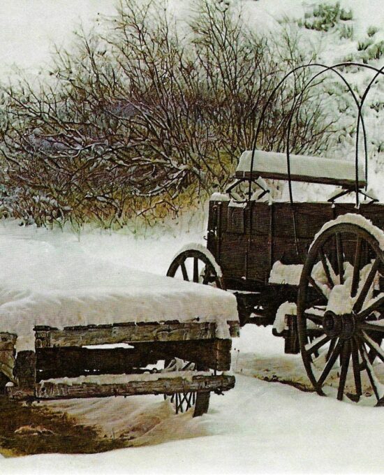 James Bama “Wagons in Winter” 1970 Vintage art print
