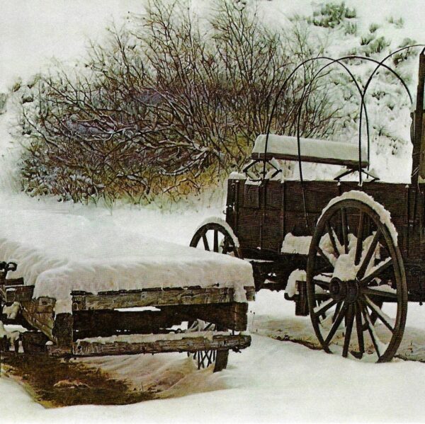 James Bama "Wagons in Winter" 1970 Vintage art print