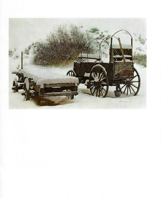 James Bama “Wagons in Winter” 1970 Vintage art print