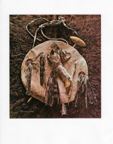 James Bama "Old Crow Indian Shield" Eagle head Buffalo robe Vintage book print rescued from '70s orphaned art book