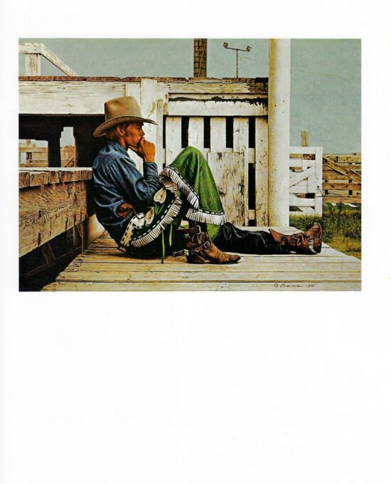 James Bama “The Rookie Bronc Rider” 1974 Vintage page from ’70s cowboy art book