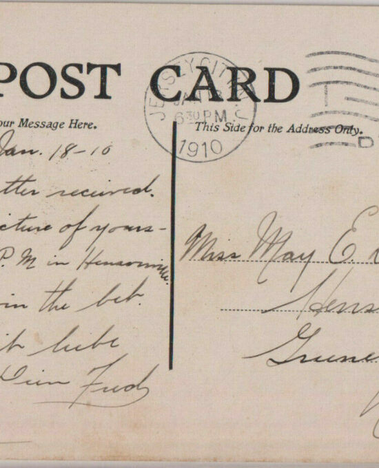 Overalls cat Artist signed postcard [1910] Posted Jersey City to Hensonville A1