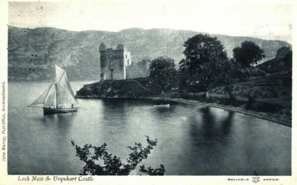 Urquhart Castle & Loch Ness postcard [1905] Posted Drumnadrochit to Edinburgh B1