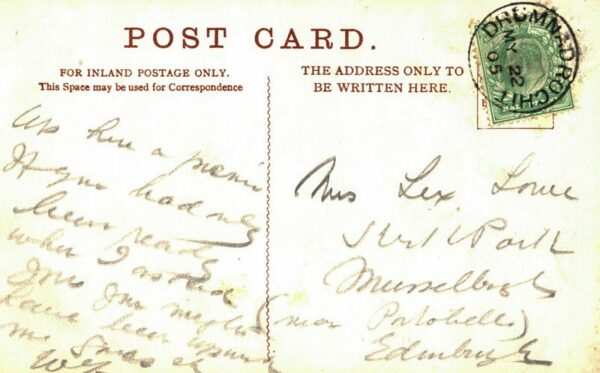 Urquhart Castle & Loch Ness postcard [1905] Posted Drumnadrochit to Edinburgh B1 - Image 2