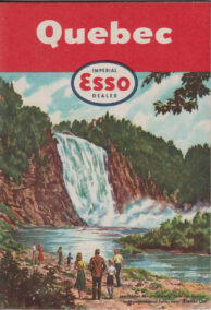Quebec Esso Gas station travel Map [c.1954] 18 panel full color French English