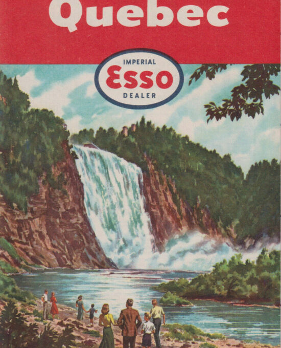 Quebec Esso Gas station travel Map [c.1954] 18 panel full color French English