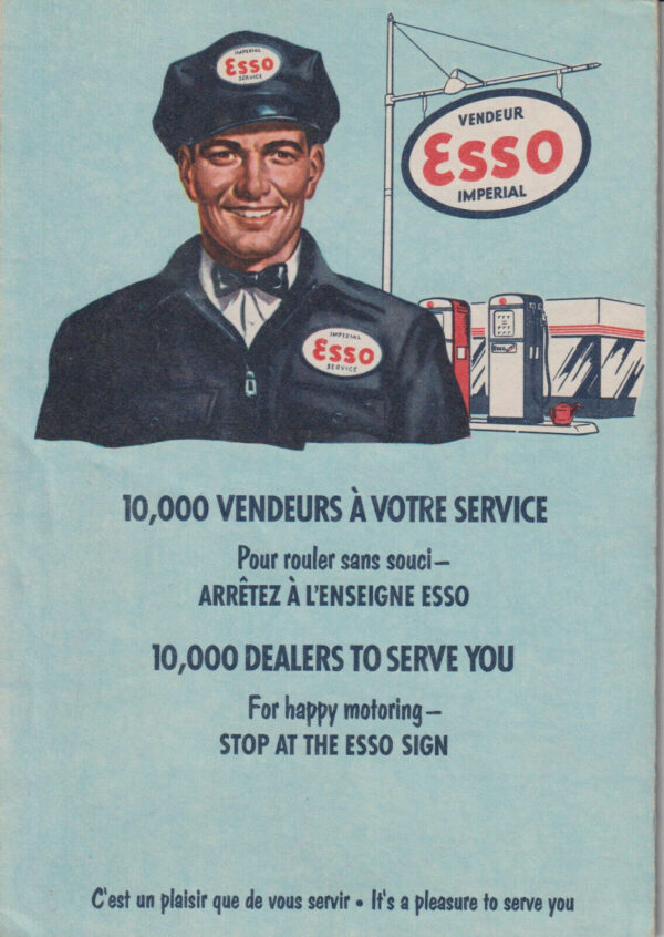 Quebec Esso Gas station travel Map [c.1954] 18 panel full color French English - Image 2