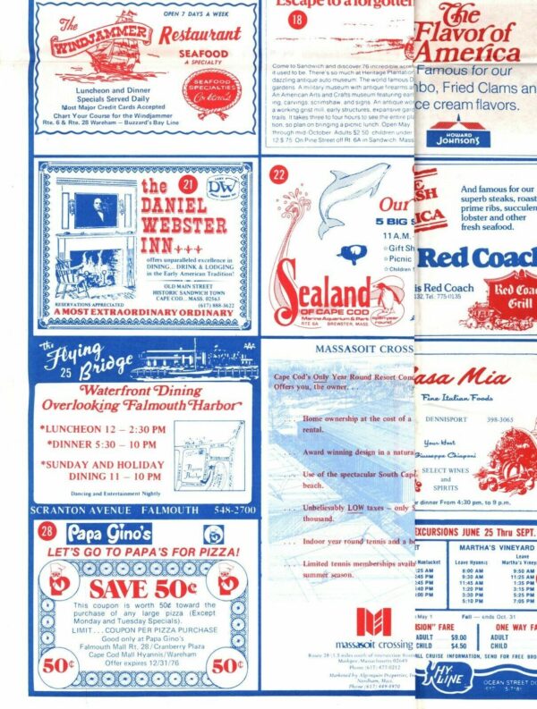 Cape Cod Bicentennial [1976] fold-out tourist trap "free" map Crisp! - Image 3
