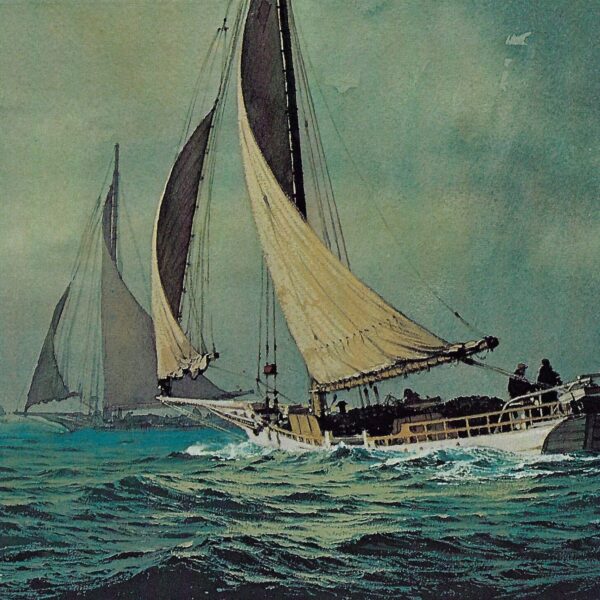 Vintage book page print "Skipjacks Racing, Chesapeake Bay" Carl G. Evers c.1972