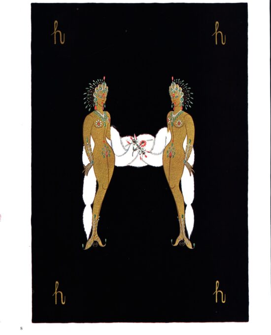 Erte The Alphabet series “G” & “H” 1977 Two-sided vintage book page
