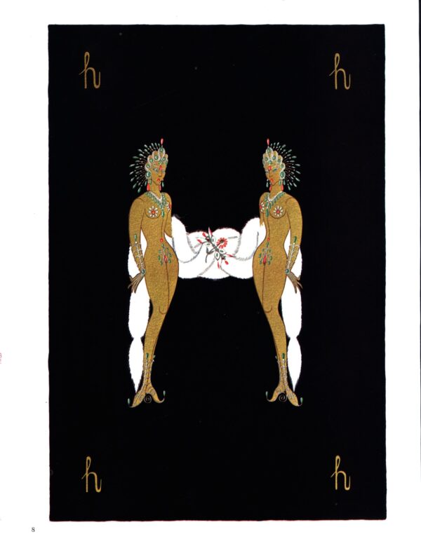 Erte The Alphabet series "G" & "H" 1977 Two-sided vintage book page