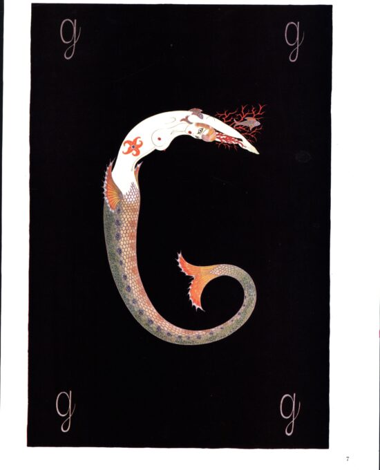 Erte The Alphabet series “G” & “H” 1977 Two-sided vintage book page