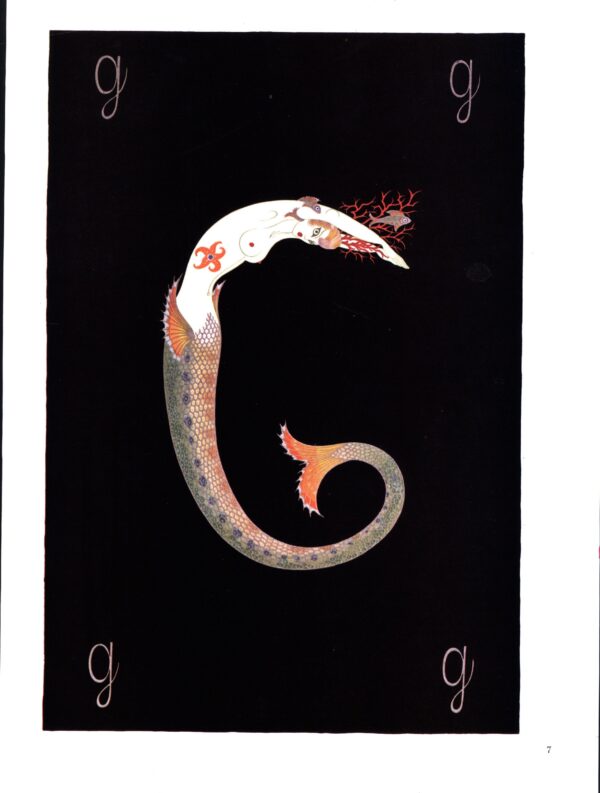 Erte The Alphabet series "G" & "H" 1977 Two-sided vintage book page - Image 2