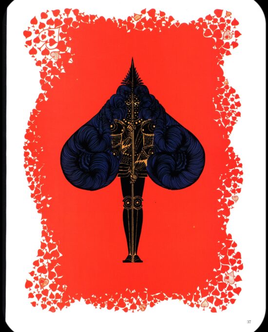 Erte Classic Art Deco Print “Spades” & “Hearts” [1973] The Aces series Vintage art book page