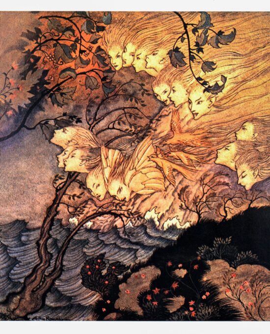 The Tempest Arthur Rackham 1926 art “… and sometimes voices” Color vintage art book page